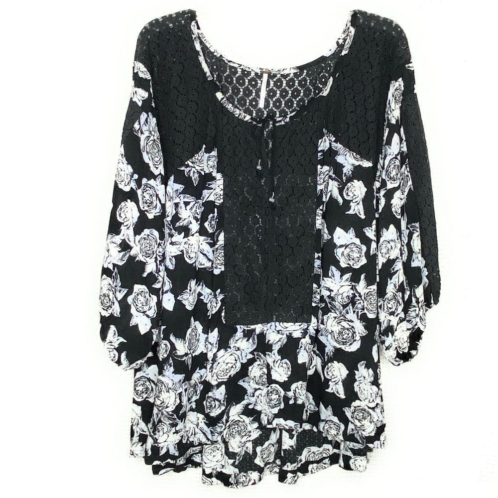 Free People‎ Blouse with Sheer Lace